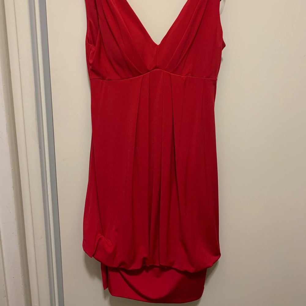 Red mid length dress
